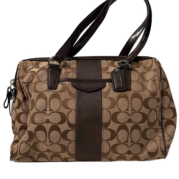 ❤️ Coach Classic Tan Monogram Canvas Satchel - Picture 1 of 12